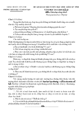 Đề khảo sát đội tuyển học sinh giỏi cấp tỉnh năm học 2014 - 2015 (lần i) môn Giáo dục công dân 9